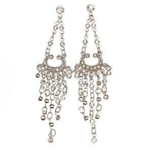 Rhinestone Dangle Silver Chandelier Earrings